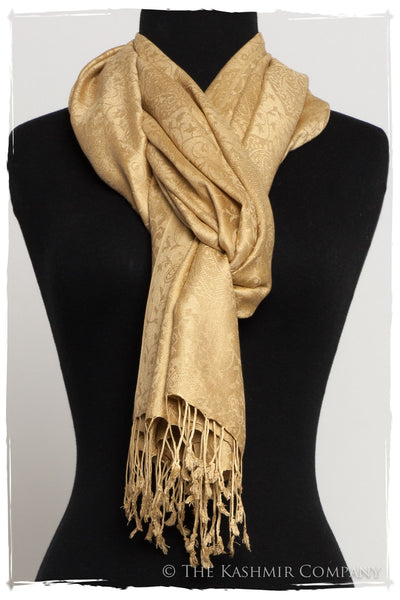 Aztec Gold Jacquard Paisley Silk Scarf / Shawl