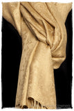 Aztec Gold Jacquard Paisley Silk Scarf / Shawl