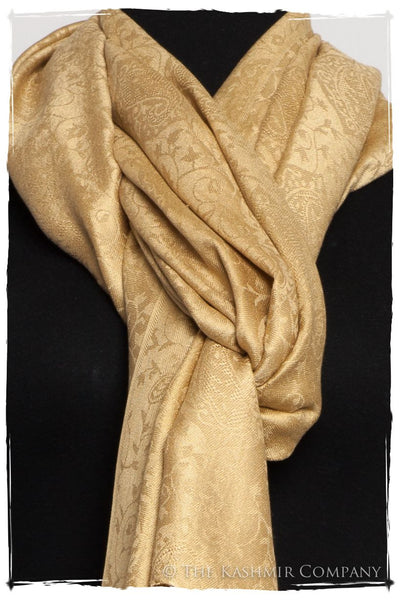 Aztec Gold Jacquard Paisley Silk Scarf / Shawl