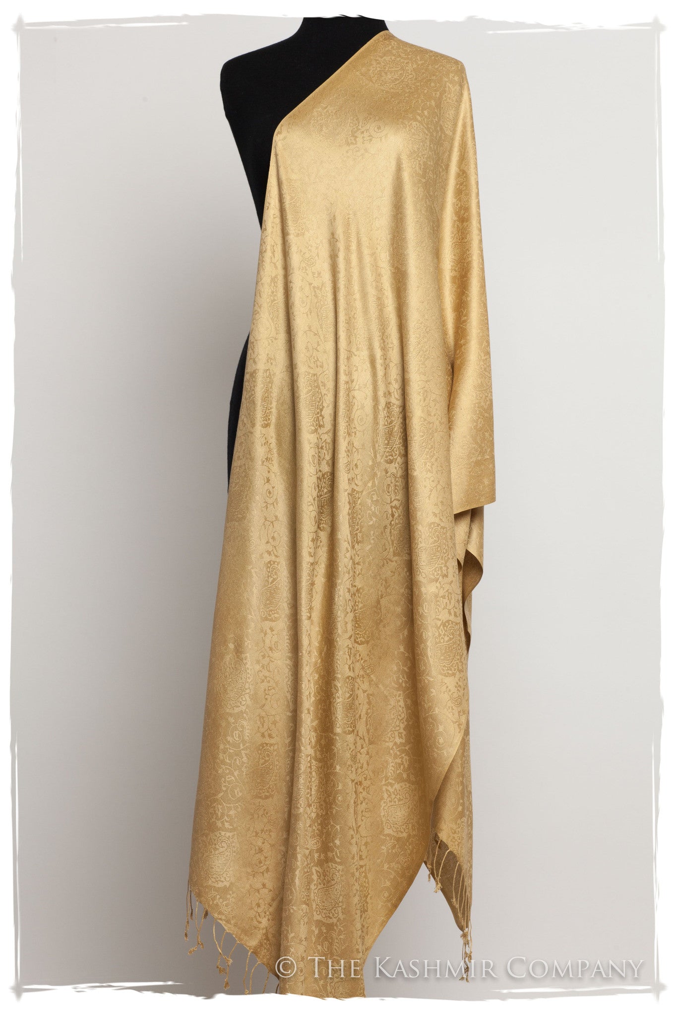 Aztec Gold Jacquard Paisley Silk Scarf / Shawl