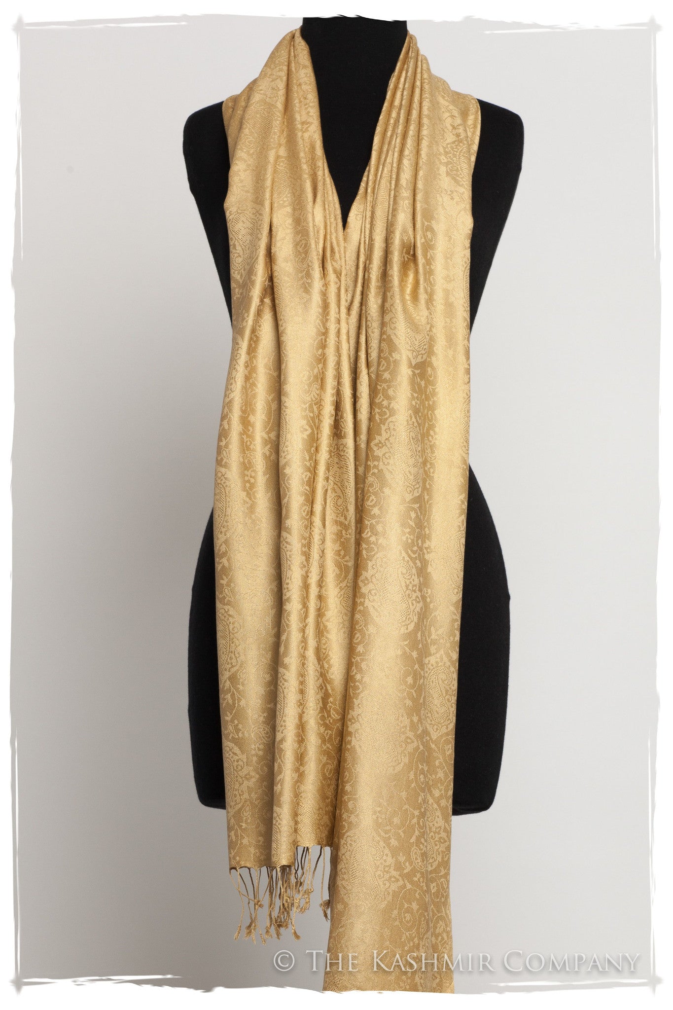 Aztec Gold Jacquard Paisley Silk Scarf / Shawl