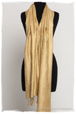 Aztec Gold Jacquard Paisley Silk Scarf / Shawl