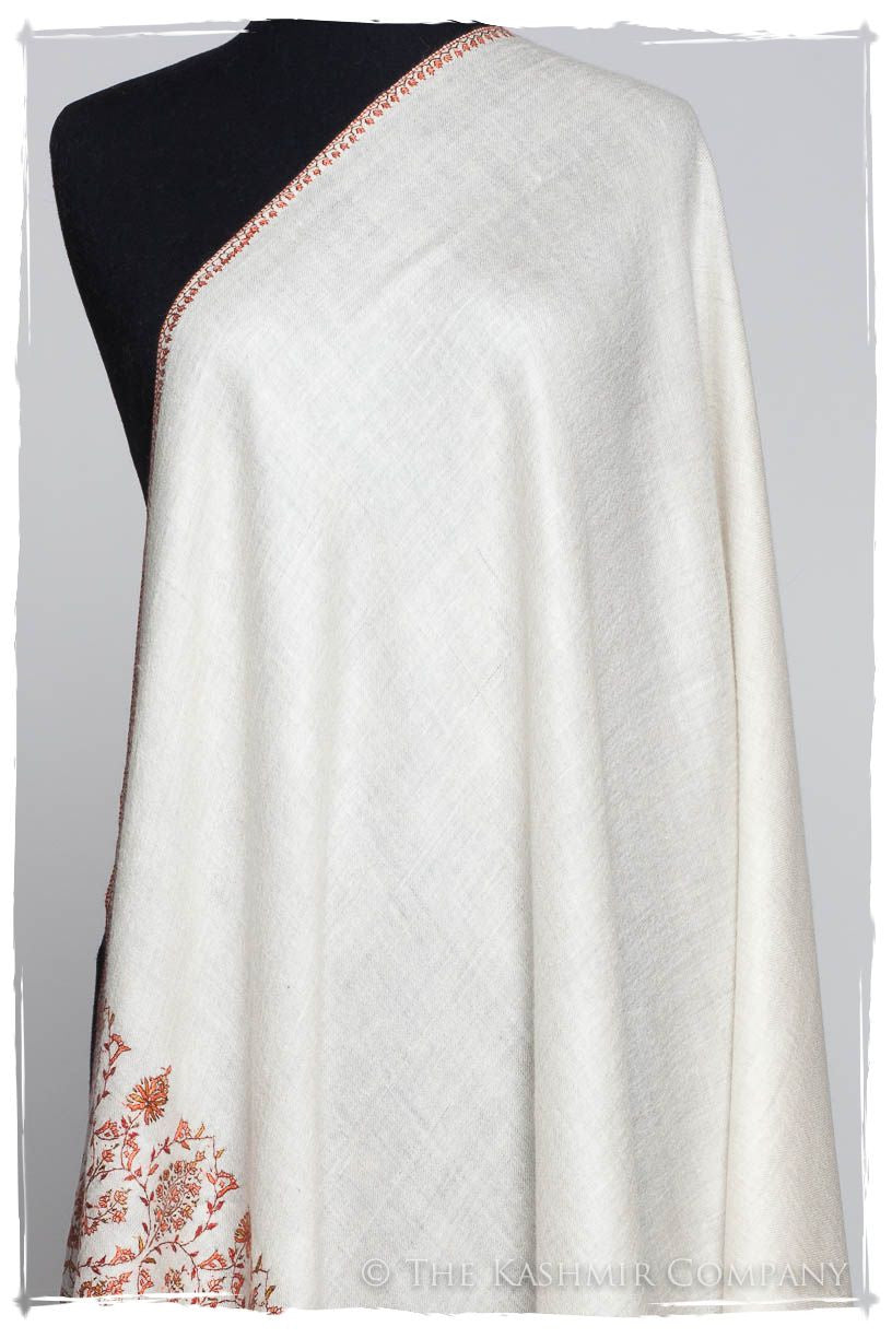 Mughal Ivoire de Jardin Frontière L'amour Soft Cashmere Scarf/Shawl