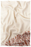 Mughal Ivoire de Jardin Frontière L'amour Soft Cashmere Scarf/Shawl