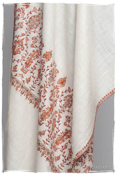 Mughal Ivoire de Jardin Frontière L'amour Soft Cashmere Scarf/Shawl