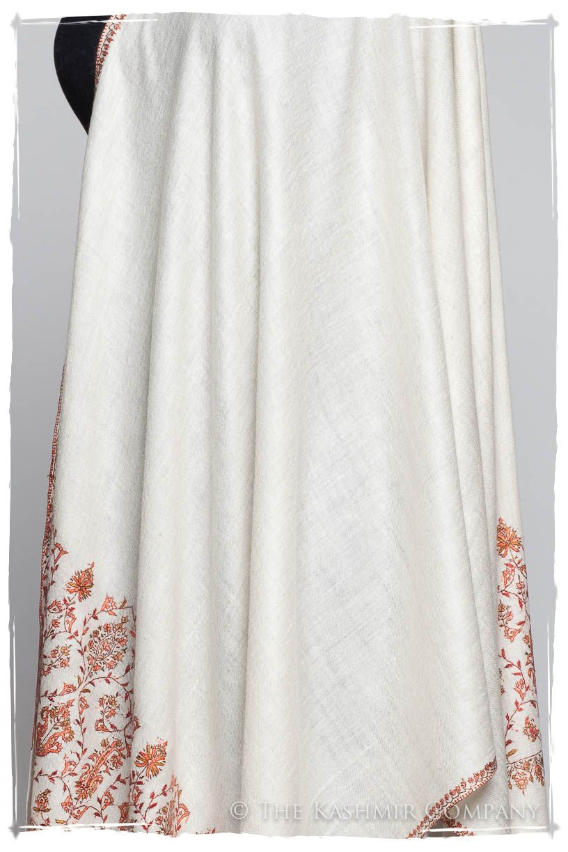 Mughal Ivoire de Jardin Frontière L'amour Soft Cashmere Scarf/Shawl