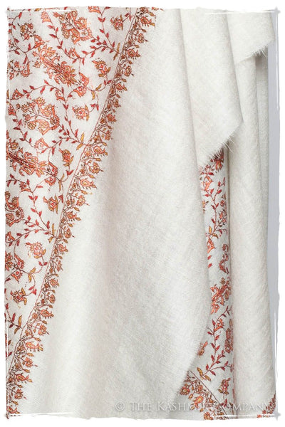 Mughal Ivoire de Jardin Frontière L'amour Soft Cashmere Scarf/Shawl