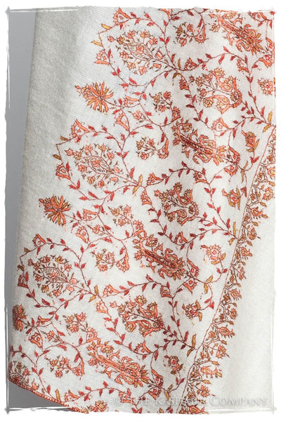 Mughal Ivoire de Jardin Frontière L'amour Soft Cashmere Scarf/Shawl