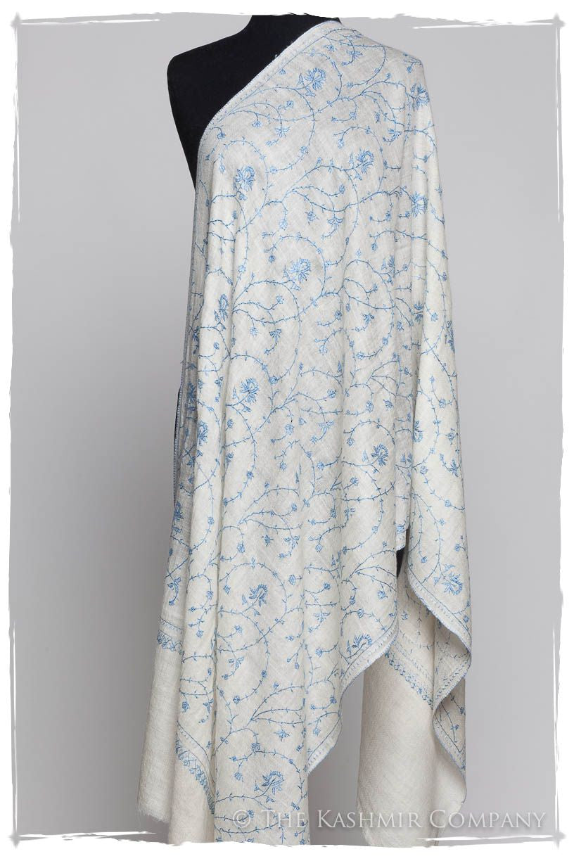 Sapphire Bleu Bijou Jardin L'amour Soft Cashmere Scarf/Shawl