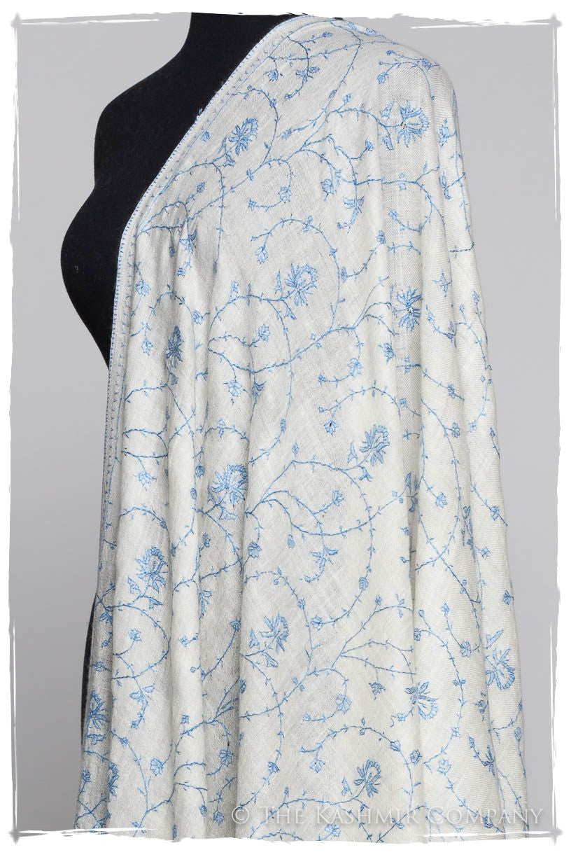Sapphire Bleu Bijou Jardin L'amour Soft Cashmere Scarf/Shawl