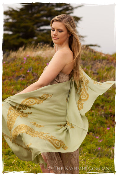 Regal Paisley Celadon Aloe Shawl