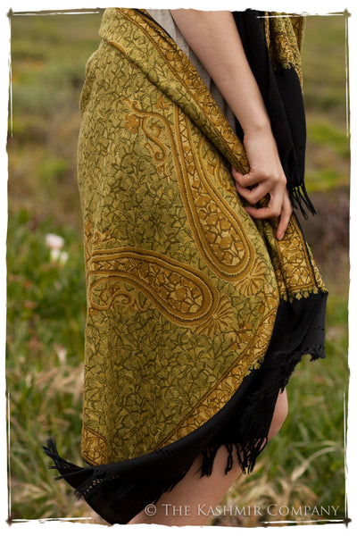 Cachemire Jardin de Mousse Verte Paisley Antiquaires Shawl