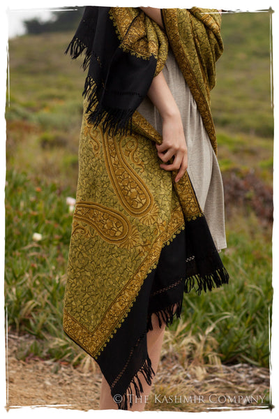 Cachemire Jardin de Mousse Verte Paisley Antiquaires Shawl