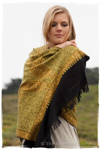 Cachemire Jardin de Mousse Verte Paisley Antiquaires Shawl