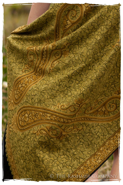 Cachemire Jardin de Mousse Verte Paisley Antiquaires Shawl