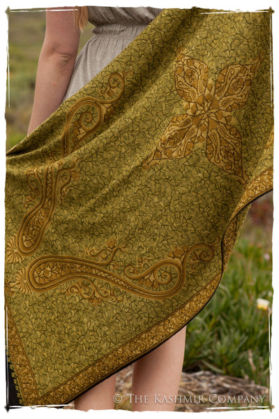 Cachemire Jardin de Mousse Verte Paisley Antiquaires Shawl