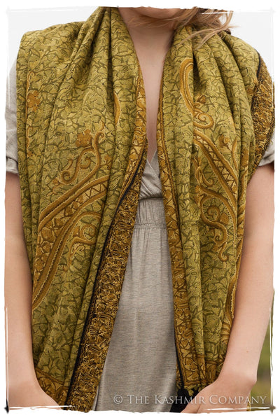 Cachemire Jardin de Mousse Verte Paisley Antiquaires Shawl