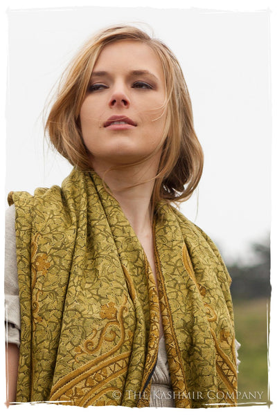 Cachemire Jardin de Mousse Verte Paisley Antiquaires Shawl