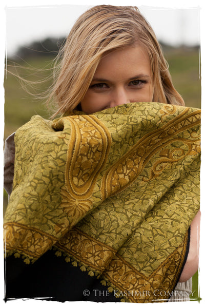 Cachemire Jardin de Mousse Verte Paisley Antiquaires Shawl