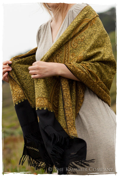 Cachemire Jardin de Mousse Verte Paisley Antiquaires Shawl