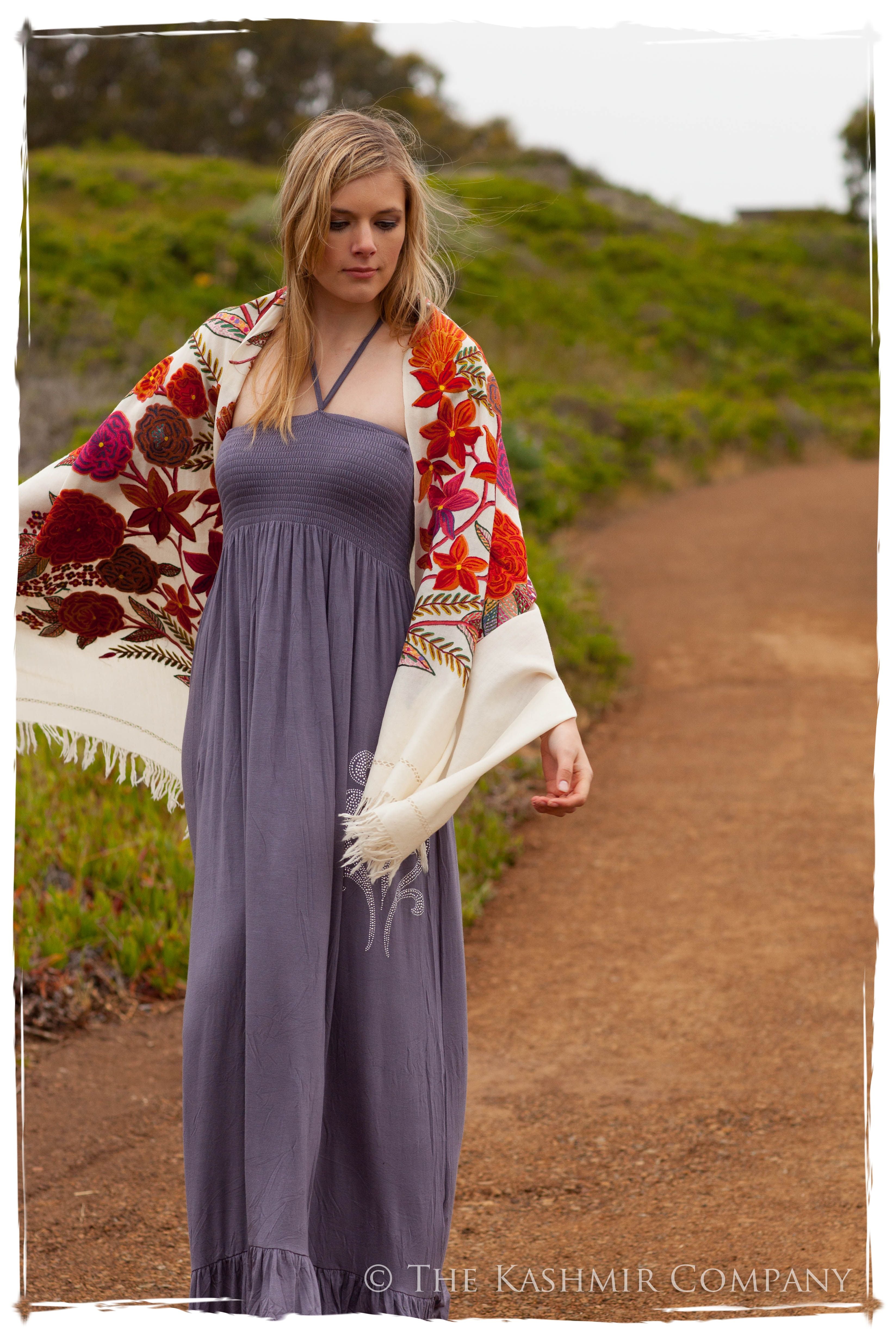 Nouvelle Soirée Rio Garnet Ivory Shawl