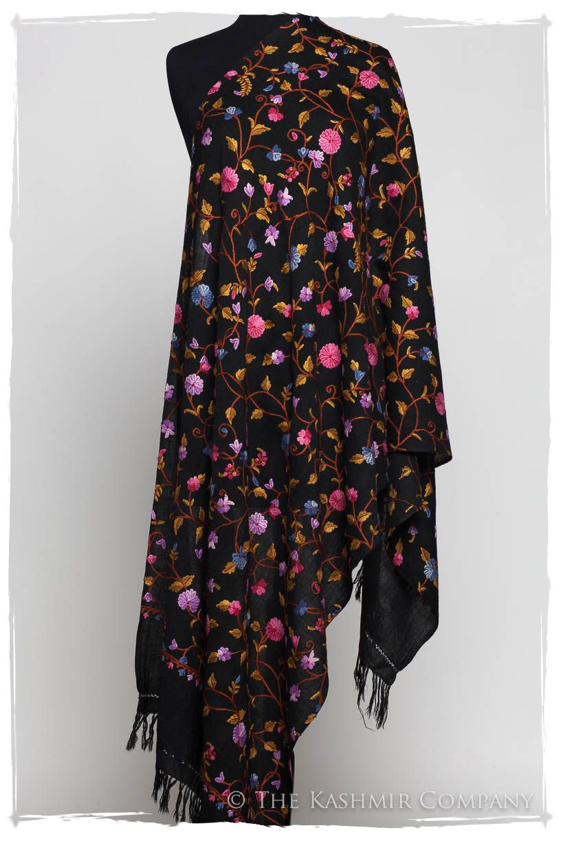 Iris Orchid Jardin Antoinette Noir Shawl