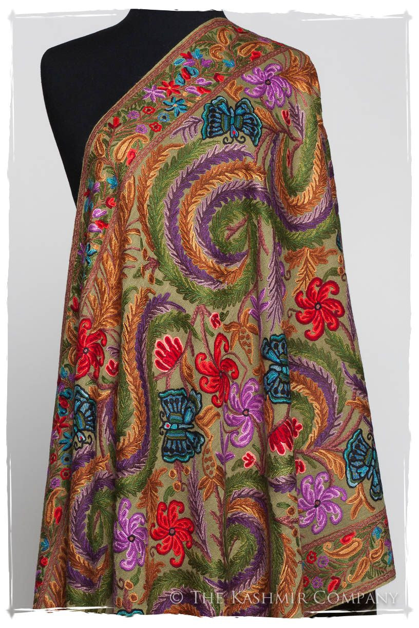 Papillon Cachemire Mosstone Antiquaires Shawl
