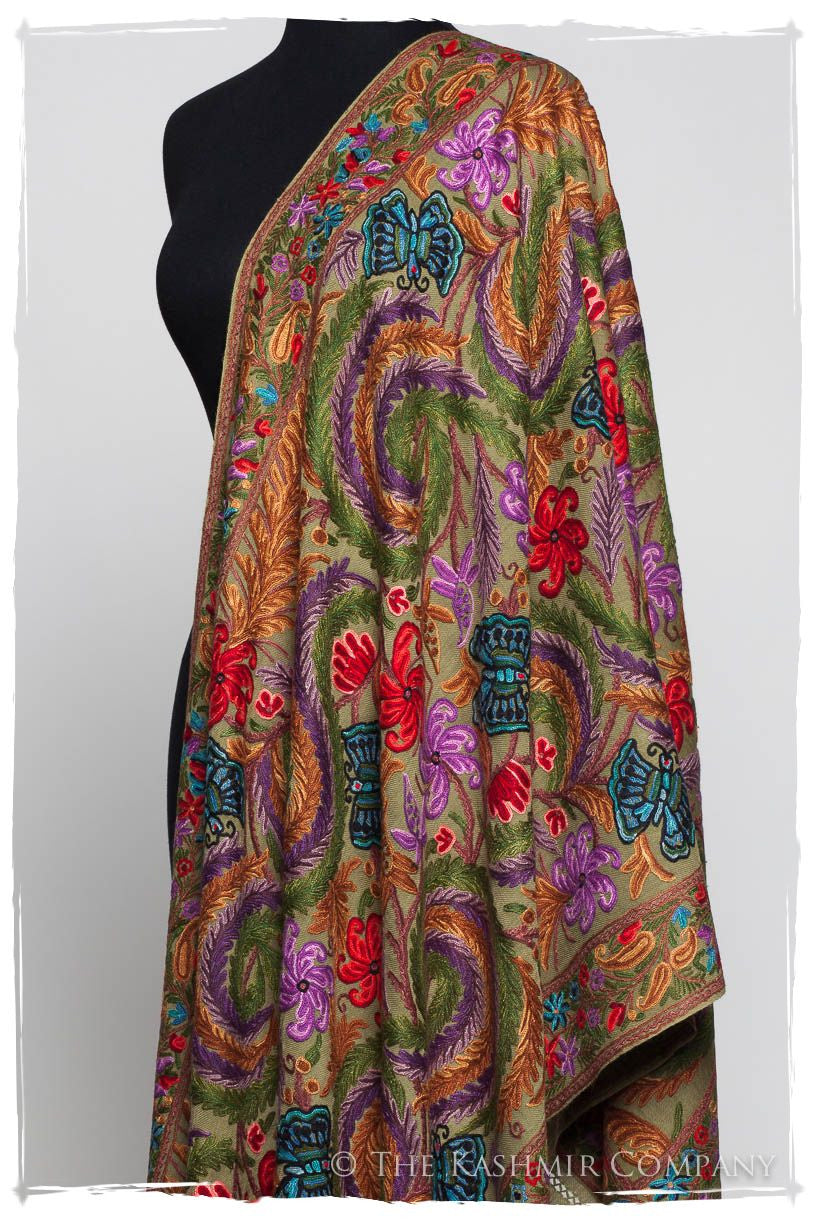 Papillon Cachemire Mosstone Antiquaires Shawl