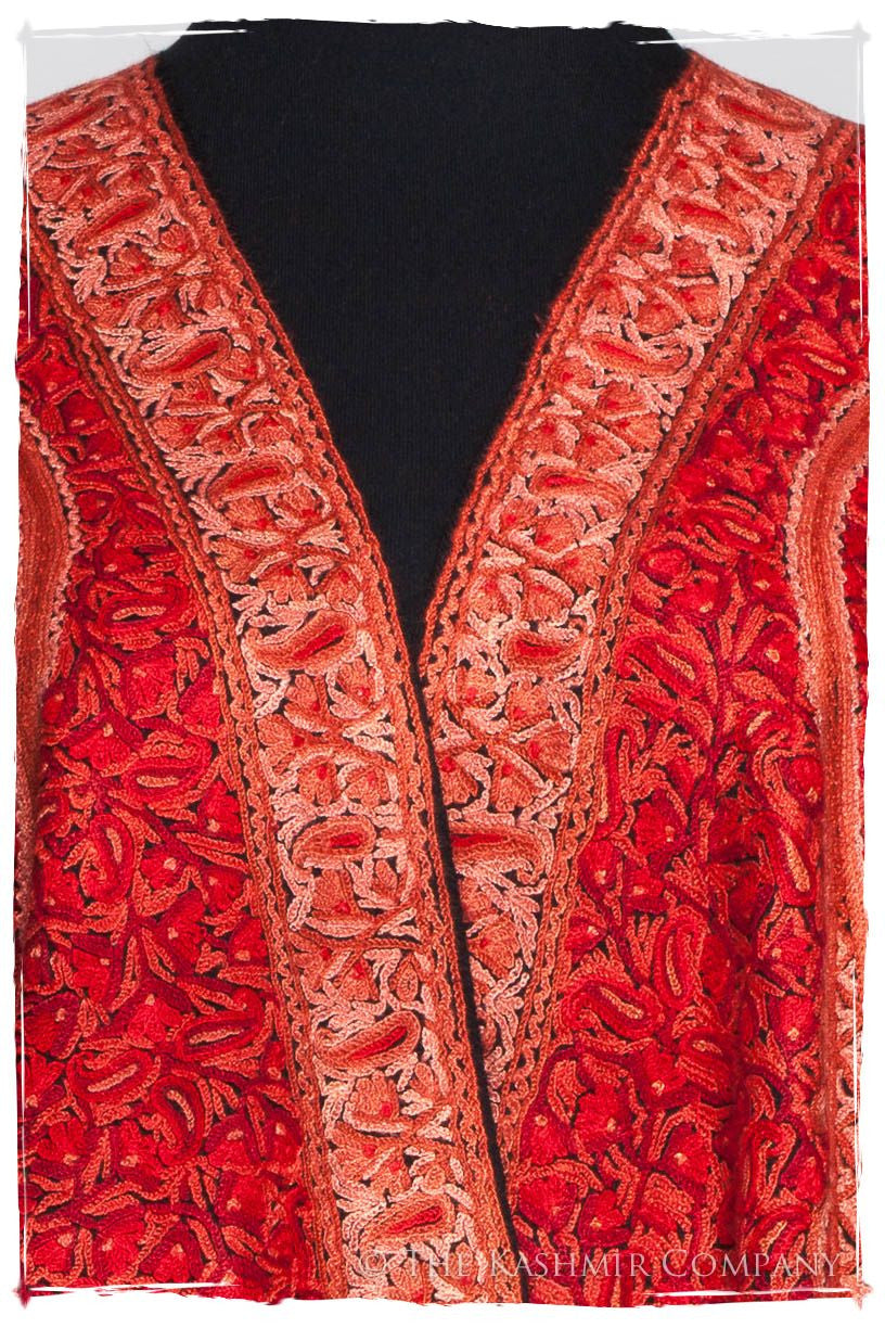 Scarlet Trésor de la Flamme Paisley Antiquaires Shawl