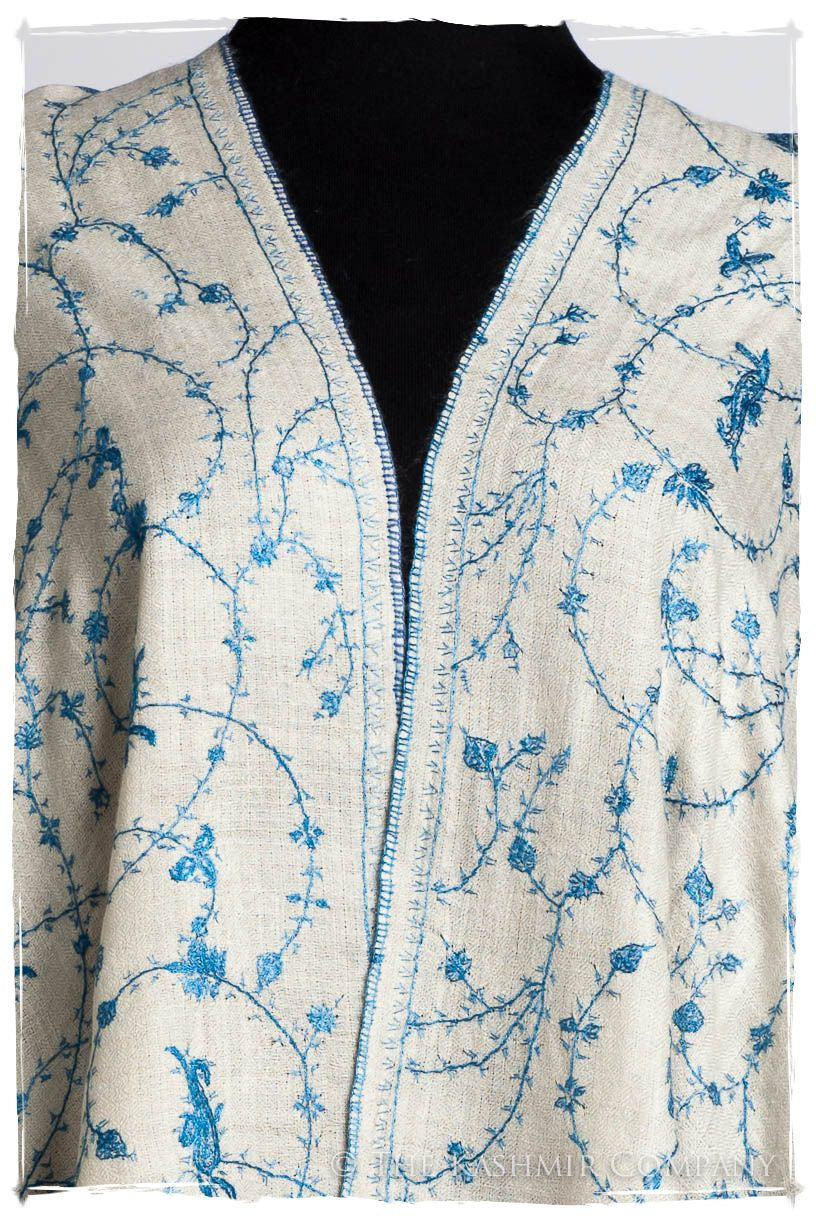 Sapphire Bleu Bijou Paisley L'amour Soft Cashmere Scarf/Shawl