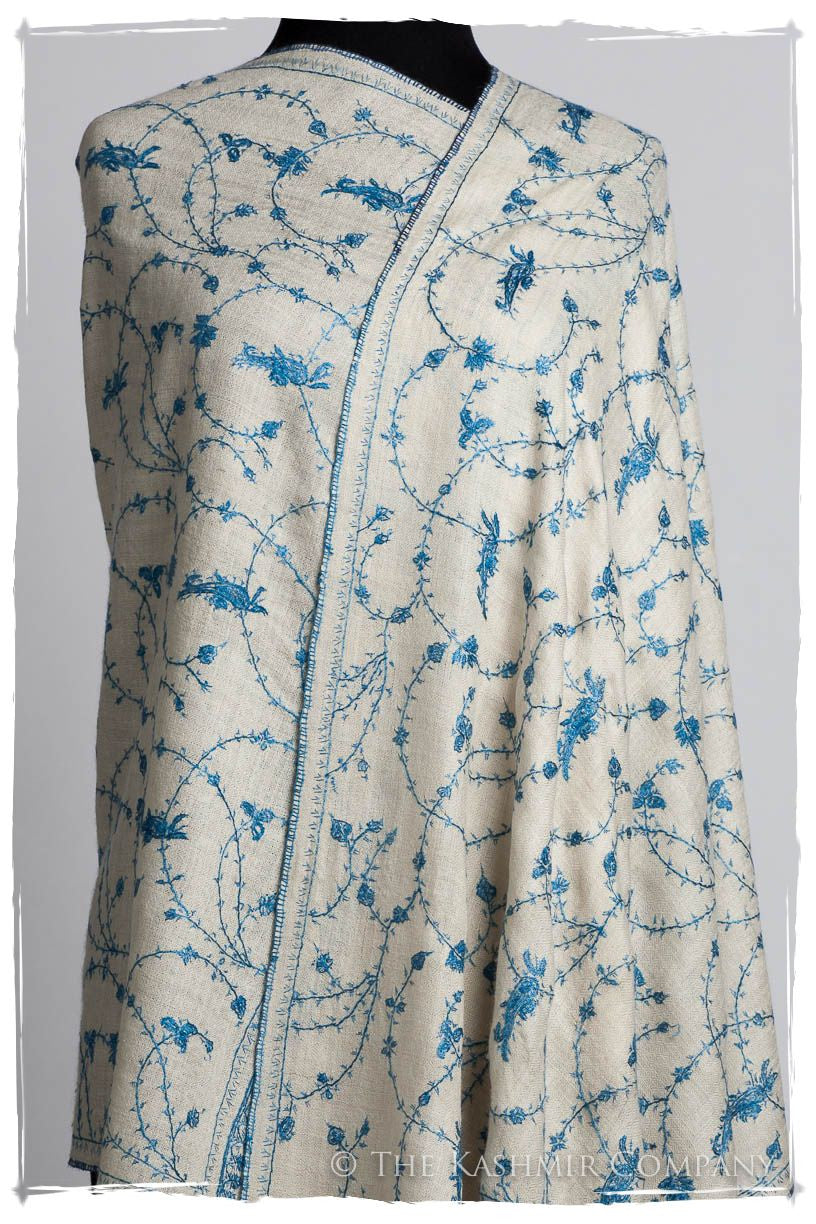 Sapphire Bleu Bijou Paisley L'amour Soft Cashmere Scarf/Shawl
