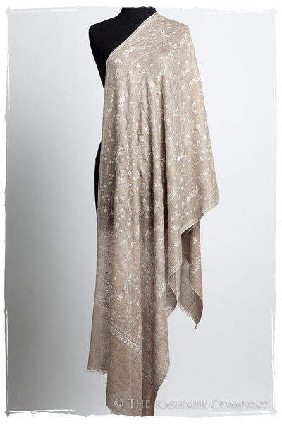 Taupe Blanc Paisley L'amour Soft Cashmere Scarf/Shawl