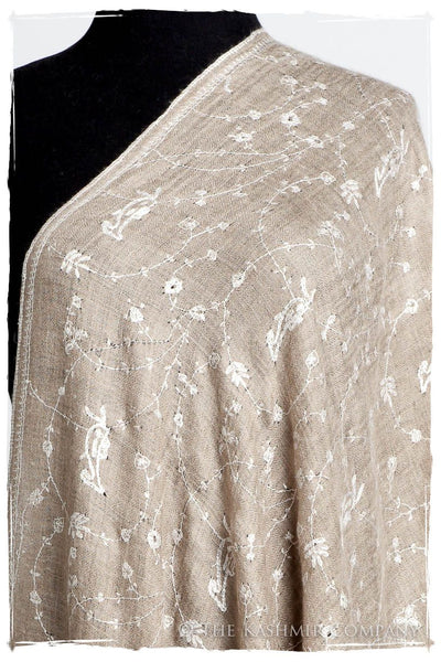 Taupe Blanc Paisley L'amour Soft Cashmere Scarf/Shawl