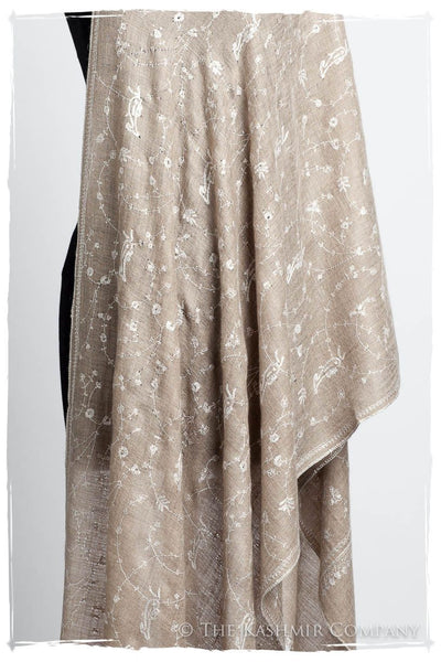 Taupe Blanc Paisley L'amour Soft Cashmere Scarf/Shawl