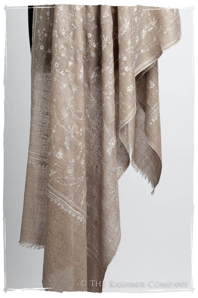 Taupe Blanc Paisley L'amour Soft Cashmere Scarf/Shawl