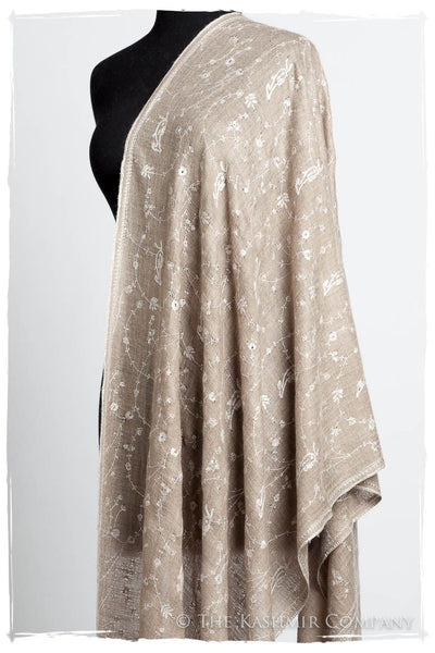 Taupe Blanc Paisley L'amour Soft Cashmere Scarf/Shawl