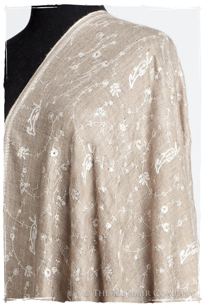 Taupe Blanc Paisley L'amour Soft Cashmere Scarf/Shawl