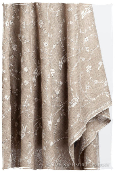 Taupe Blanc Paisley L'amour Soft Cashmere Scarf/Shawl