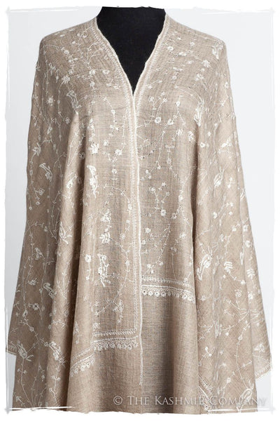 Taupe Blanc Paisley L'amour Soft Cashmere Scarf/Shawl