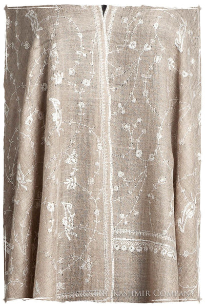 Taupe Blanc Paisley L'amour Soft Cashmere Scarf/Shawl