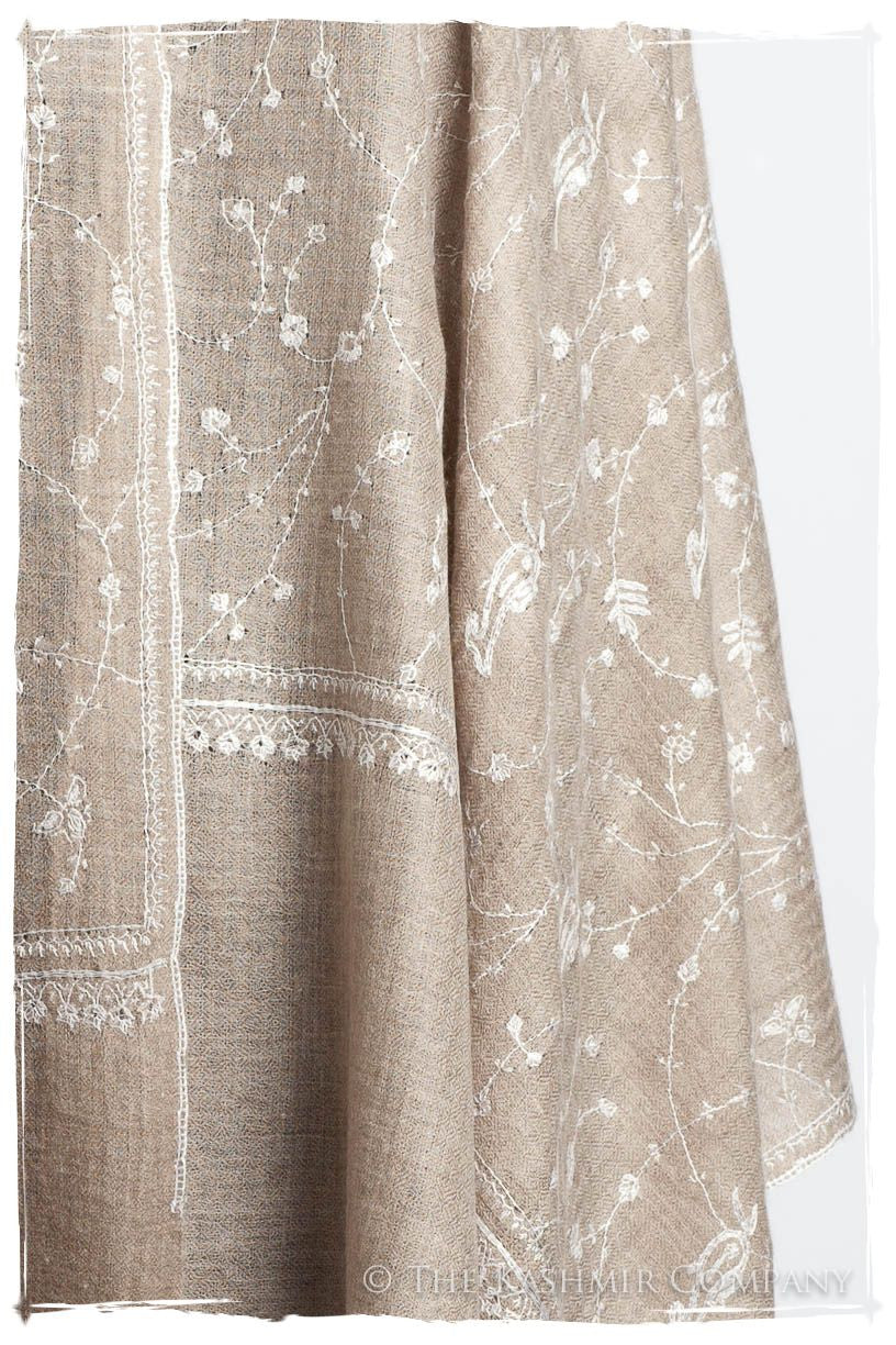 Taupe Blanc Paisley L'amour Soft Cashmere Scarf/Shawl