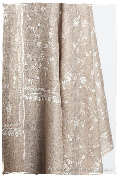 Taupe Blanc Paisley L'amour Soft Cashmere Scarf/Shawl