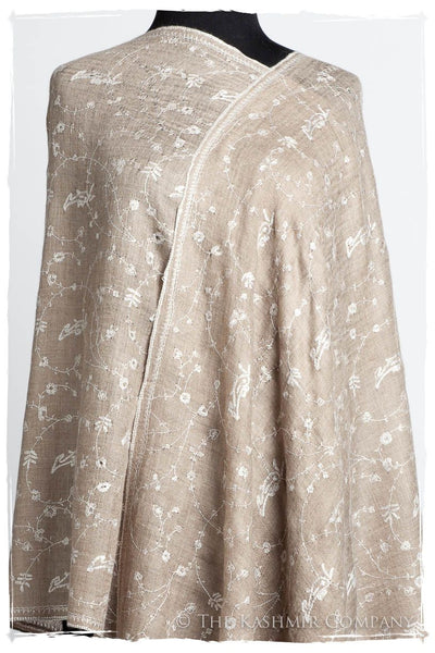 Taupe Blanc Paisley L'amour Soft Cashmere Scarf/Shawl