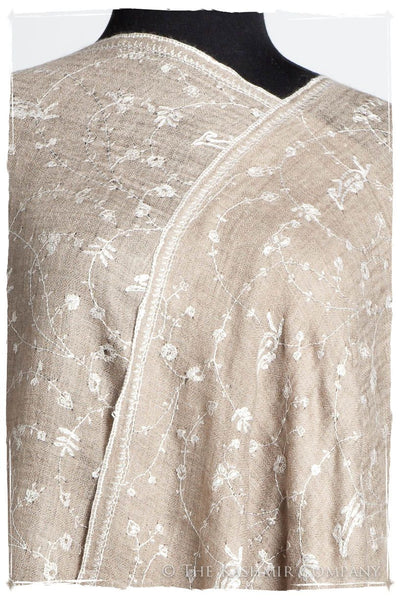 Taupe Blanc Paisley L'amour Soft Cashmere Scarf/Shawl