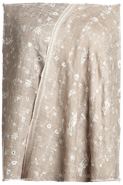 Taupe Blanc Paisley L'amour Soft Cashmere Scarf/Shawl