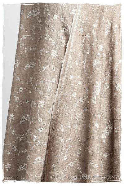 Taupe Blanc Paisley L'amour Soft Cashmere Scarf/Shawl