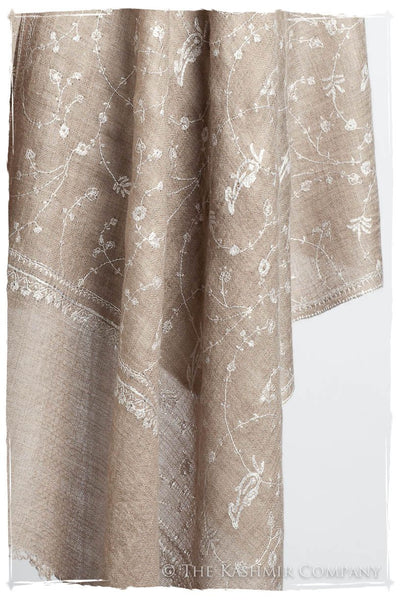 Taupe Blanc Paisley L'amour Soft Cashmere Scarf/Shawl