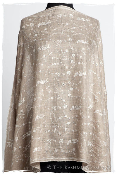 Taupe Blanc Paisley L'amour Soft Cashmere Scarf/Shawl