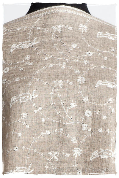 Taupe Blanc Paisley L'amour Soft Cashmere Scarf/Shawl