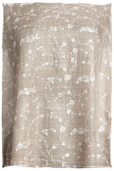 Taupe Blanc Paisley L'amour Soft Cashmere Scarf/Shawl